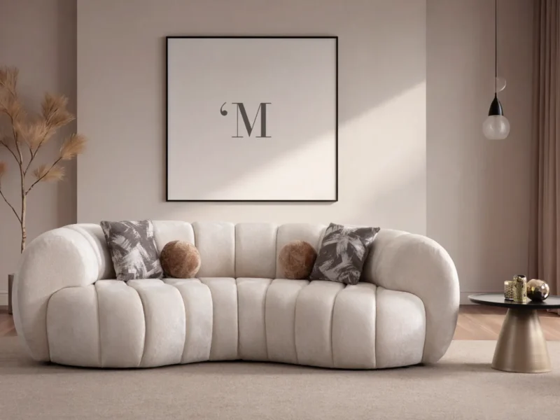 Loft Ivory Curved Sofa 97''