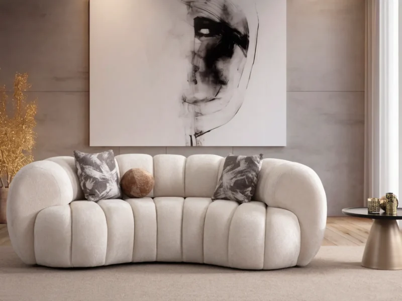 Loft Ivory Curved Loveseat 86''