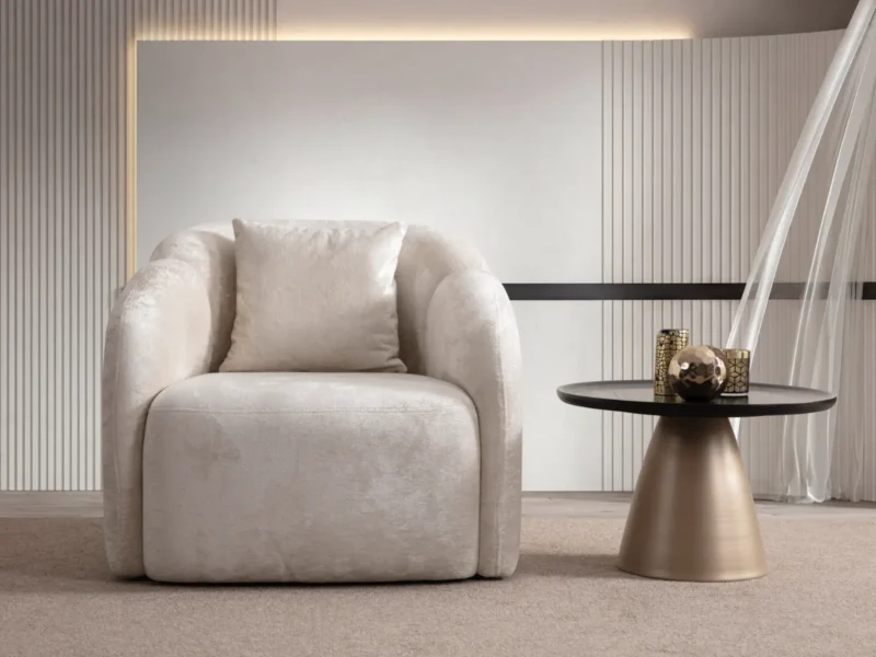 Loft Ivory Curved Accent Chair