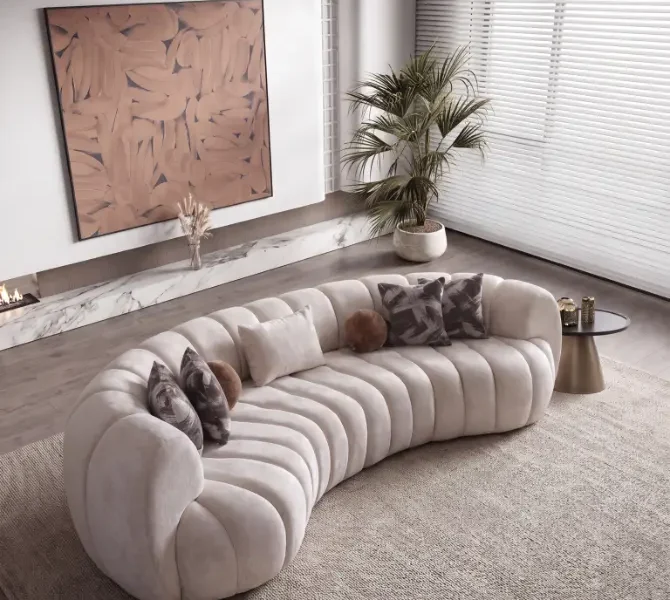 Loft Ivory 2-Piece Curved Sectional 134''
