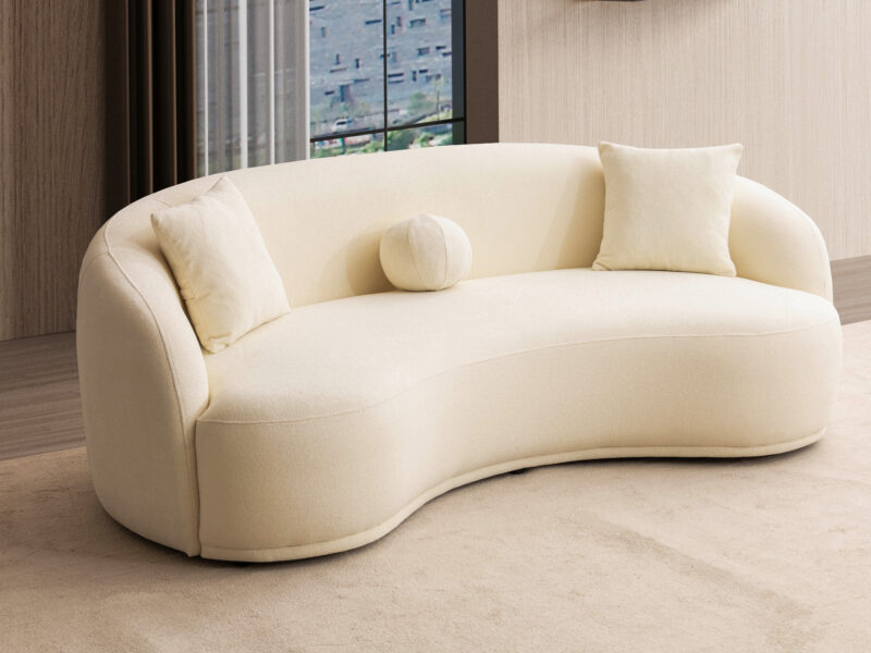 Sole Cream Boucle Curved Loveseat 81"