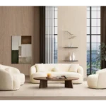 Sole Cream Boucle Curved Sofa 91"& Loveseat 81"